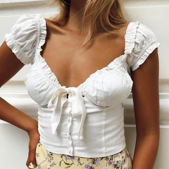 Princess Polly Tops - Princess Polly ELOUISE CROP TOP WHITE NWOT